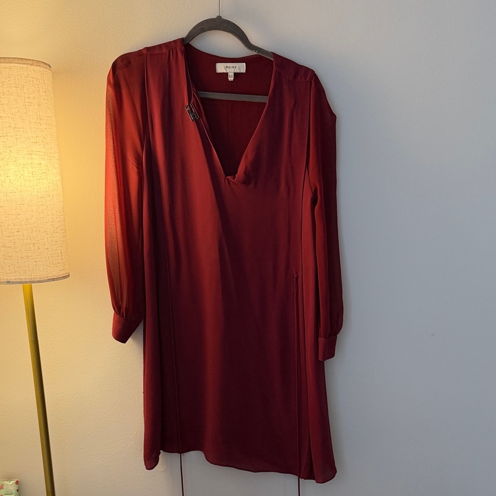 Reiss Deep Red Long Sleeve Dress